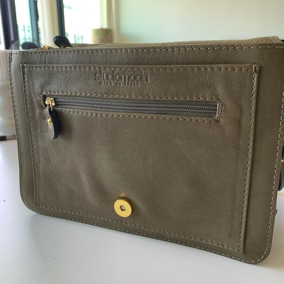 Studio Moda Crossbody Bag Olive Green Leather New - Picture 5 of 16